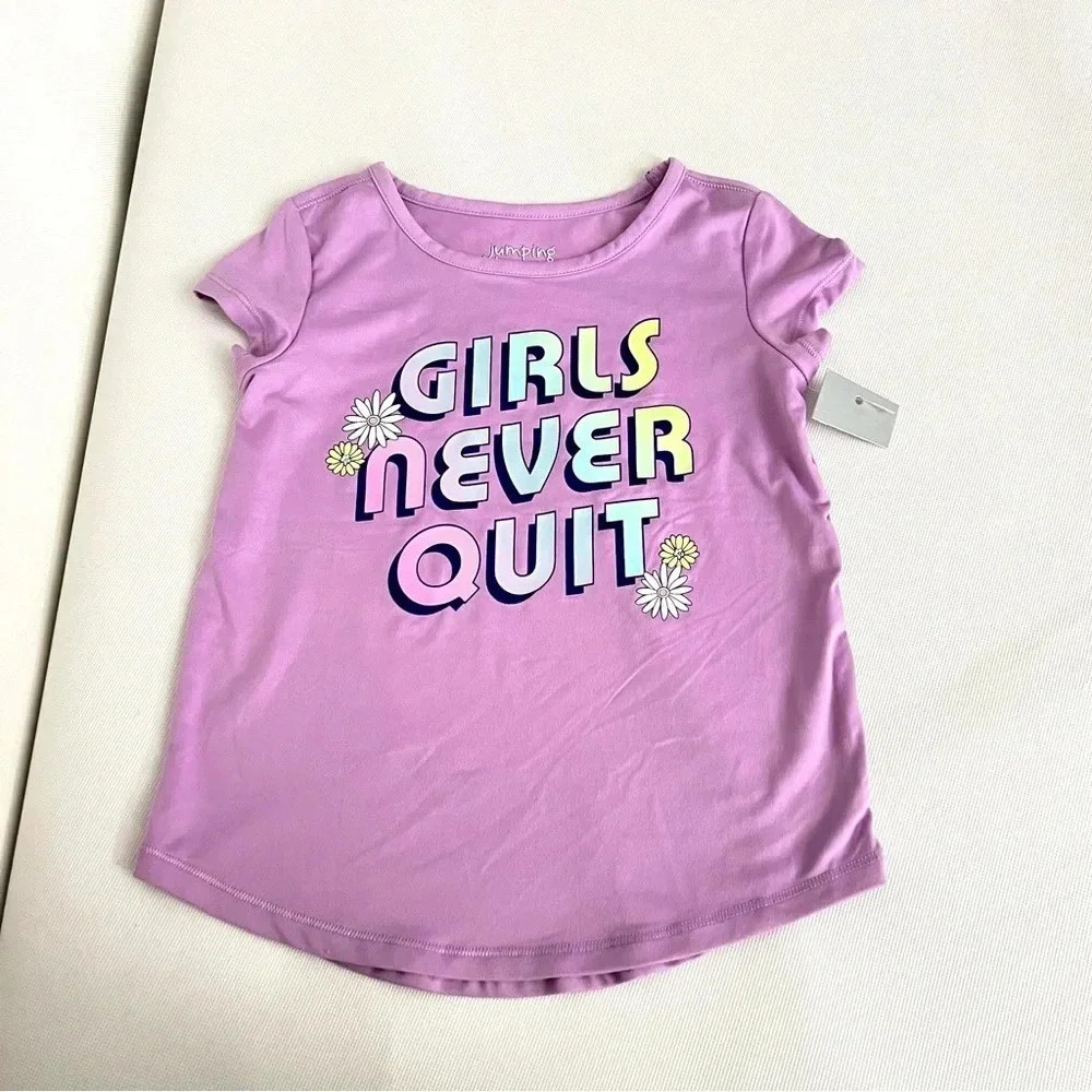 Jumping Beans Active Girls Size 4 Toddler Purple Top (Girls Never Quit)